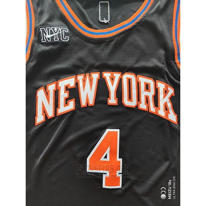 Camiseta New York Knicks Derrick Rose #4 Ciudad 2021-22 Negro